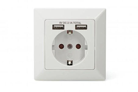 Digitus DA-70613 Sıva Altı Priz 2x USB Port 1x Topraklı Fiş Yuvası