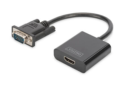 Digitus DA-70473 VGA to HDMI SES Erkek-Dişi 0.15Mt 1080p Full HD Dönüştürücü Adaptör