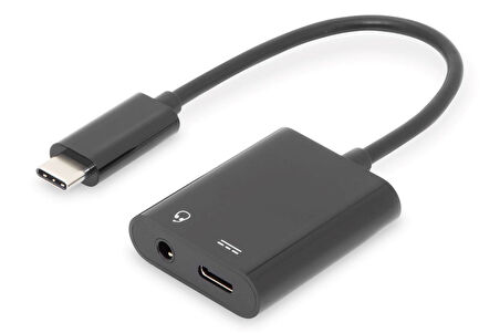 DIGITUS USB Type-C adaptör / Type-C - USB Type-C + 3,5 mm jak