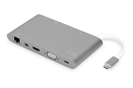 Digitus DA-70875 USB Type C to HDMI VGA mini DISPLAY PORT 3x USB 3.0 1x USB Type C  RJ45 Docking Station