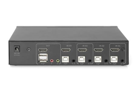 Digitus 4 Port HDMI KVM Switch 4K 30Hz – USB 2.0, Klavye, Fare ve Ses Paylaşımlı