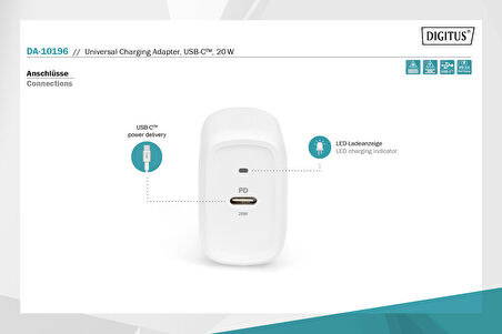 Type-C Akım Korumalı Şarj Adaptörü,usb-C, 20 W