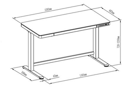 Dıgıtus USB Şarj Istasyonu ve Çekmeceli Yüksekliği Elektronik Olarak Ayarlanabilir Masa