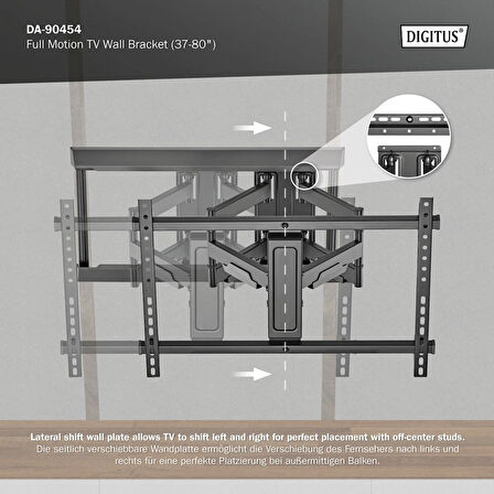 Tam hareketli TV duvar tutucusu 37-80", 60 kg Taşıma Kapasitesi
