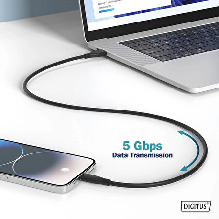 USB silikon bağlantı kablosu, USB-C - USB-C 2m, USB 3.2 Gen1, 5G, 4K, 100W, siyah