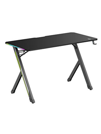 RGB Işıklı Oyuncu Masası – 120x60 cm | Kulaklık ve Bardaklık Dahil