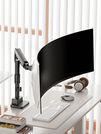 57" Kadar Uyumlu Gaz Yaylı Monitör Kolu | 27 kg Taşıma Kapasiteli, Tam Hareketli