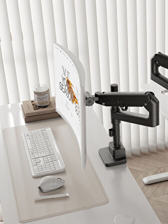 57" Kadar Uyumlu Gaz Yaylı Monitör Kolu | 27 kg Taşıma Kapasiteli, Tam Hareketli