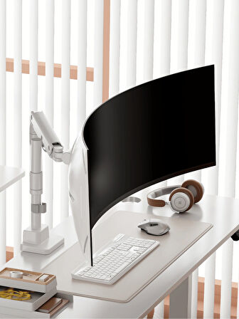 57" Kadar Uyumlu Gaz Yaylı Monitör Kolu | 27 kg Taşıma Kapasiteli, Tam Hareketli