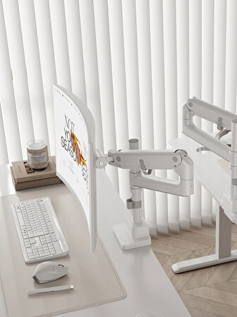 57" Kadar Uyumlu Gaz Yaylı Monitör Kolu | 27 kg Taşıma Kapasiteli, Tam Hareketli