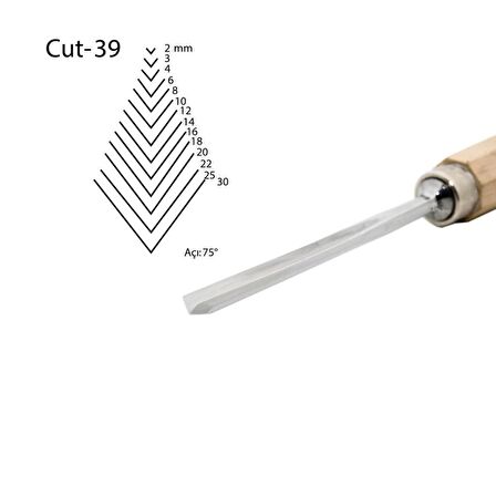 Kirschen Düz V Ağız Oyma Iskarpelası Kısa Cut39 - 4mm