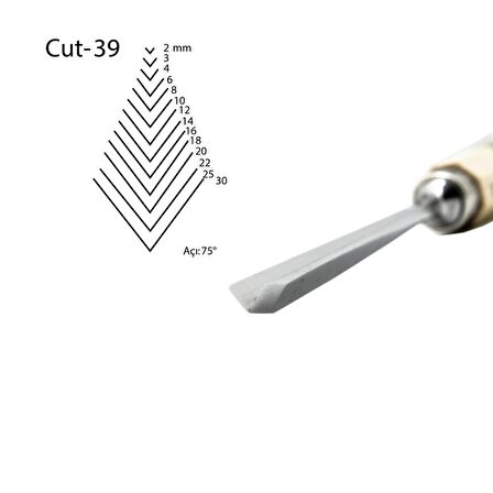 Kirschen Düz V Ağız Oyma Iskarpelası Kısa Cut39 - 6mm