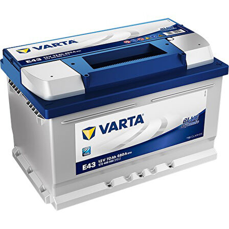 Varta E43 12V 72 Ah 680A Blue Dynamic Akü (Ford-Opel Alçak Tip) (Üretim Yılı: 2025)