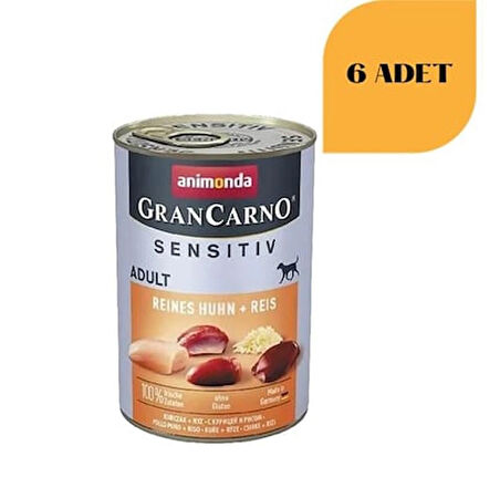 Animonda Gran Carno Sensitiv Pirinçli Ve Tavuklu Yetişkin Köpek Konservesi 400 Gr x 6 Adet