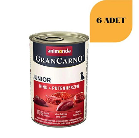Animonda Gran Carno Junior Sığır Etli Ve Hindi Yürekli Yavru Köpek Konservesi 400 Gr x 6 Adet