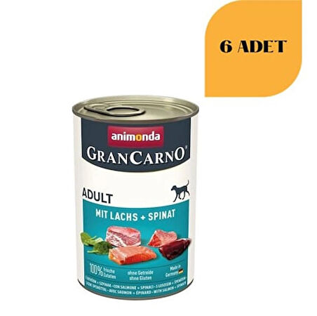 Animonda Gran Carno Ispanaklı Ve Somonlu Yetişkin Köpek Konservesi 400 Gr x 6 Adet