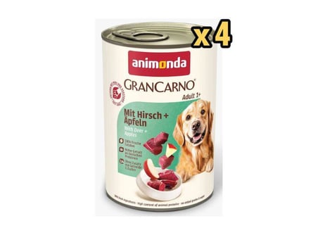 Animonda GranCarno Elmalı ve Geyik Etli Yetişkin Köpek Konservesi 400 gr x 4 Adet