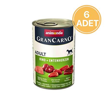 Animonda Gran Carno Sığır Etli ve Ördek Yüreği Konserve Köpek Maması 400 Gr (6 Adet)