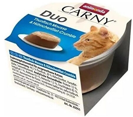 Animonda Carny Duo Ton Balığı Mousse ve Tavuk Parçalı Kedi Konserve Maması 70 Gr