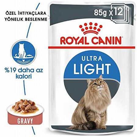 Royal Canin Ultra Light Düşük Kalori Gravy Kedi Konserve 6X85 Gr 