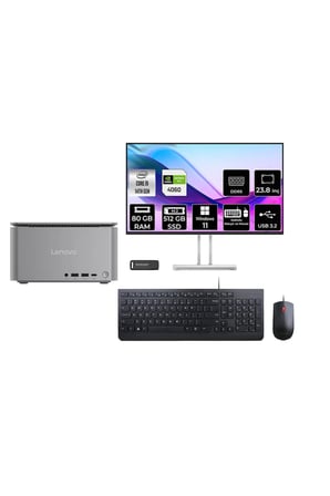 ThinkCentre Neo i9 14900 80GB 512GB SSD RTX4060/8GB 23.8" FHD W11H Mini Masaüstü Bilgisayar