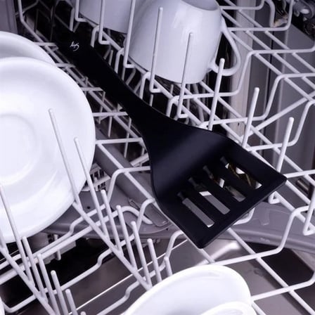 Lurch - Platin Silikon Delikli Spatula 32,5 cm Siyah - Yanmaz, Yapışmaz, Bükülmez, Çizmez, Tat ve Koku Bırakmaz - 240603