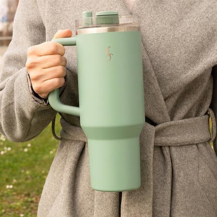 Lurch - “Big Cup” 1.2 L Adaçayı Yeşil, Paslanmaz Çelik Termos - Uzatılabilir Pipetli, Çift Cidarlı, Sızdırmaz - 240877