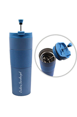 French Pressli Mavi Termos