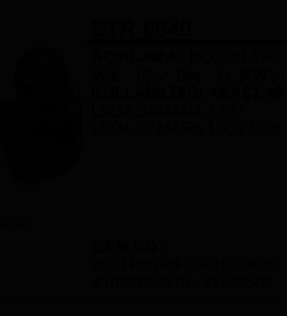 AEM MARS MOTORU STR6040 LADA SAMARA 1,300 LADA SAMARA 1,500 1986/ 12V 11 DIS 1,4 KW