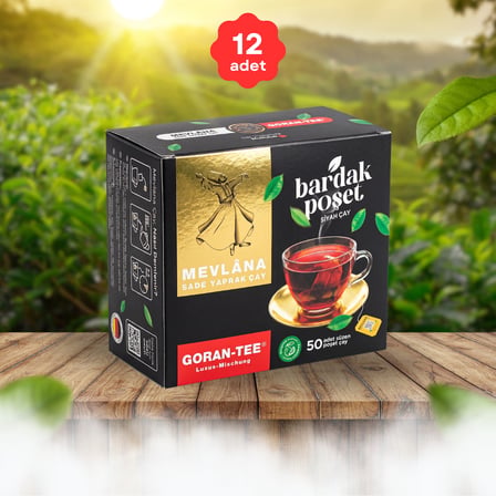 Mevlana Çay Siyah Bardak Poşet 50’li(12 KUTU)