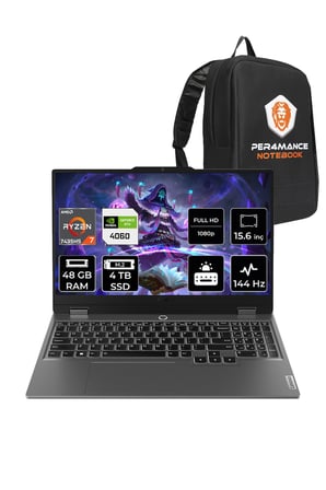 Lenovo LOQ R7 7435HS 48GB 4TB SSD RTX4060/8GB 105W 144Hz FHD 15.6" FDOS Gaming Laptop & PER4 ÇANTA