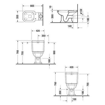 Duravit 1930 Seri Klozet Rezervuar Ve Kapak Hariç 0227310075