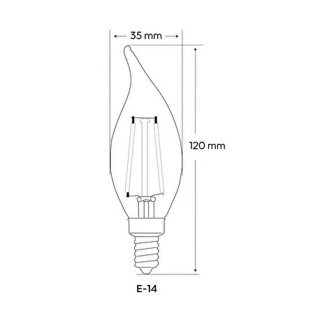 Cata CT-4281 - 4W Amber | LED Filament Buji Rustik Ampul - E14