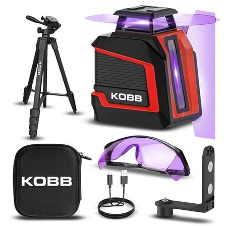 KOBB KBL30P 3.7V Li-ion Yatay 360° ve Dikey Otomatik Hizalamalı Mor Işık Profesyonel Lazer+Tripod