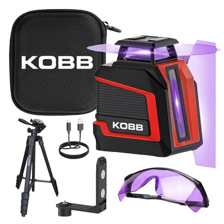 KOBB KBL30P 3.7V Li-ion Yatay 360° ve Dikey Otomatik Hizalamalı Mor Işık Profesyonel Lazer+Tripod