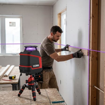 KOBB KBL30P 3.7V Li-ion Yatay 360° ve Dikey Otomatik Hizalamalı Mor Işık Profesyonel Lazer+Tripod