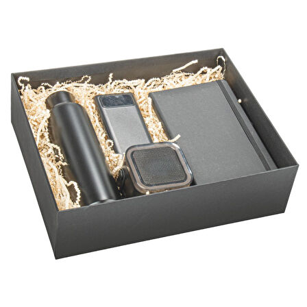 VIP Hediyelik Set - Powerbank, Defter, Termos ve Hoparlör - (4’lü Kurumsal Hediye Seti) - 4022
