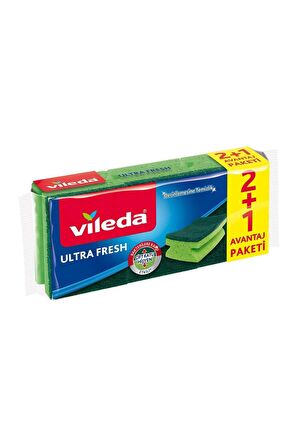 Vileda Ultra Fresh Bakterilere Karşı Etkili 2+1 Oluklu Sünger  