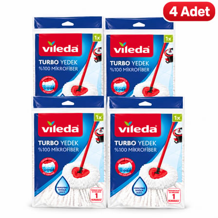 Vileda Turbo Yedek Paspas %100 Mikrofiber – 4 Adet