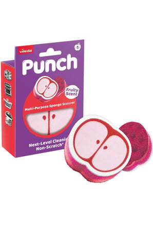 Vileda Punch Elma Kokulu Çizmez Sünger, Çok Yönlü, Mutfak, Banyo, Dış Mekan Kullanımına Uygun