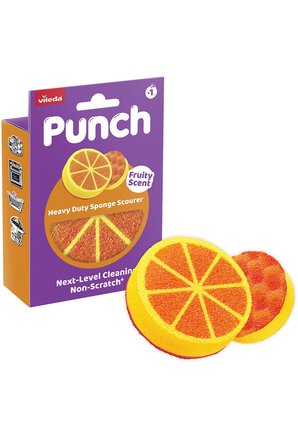 Vileda Punch Portakal Kokulu Çizmez Sünger, Çok Yönlü, Mutfak, Banyo, Dış Mekan Kullanımına Uygun