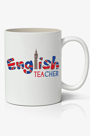 Kişiye Özel İngilizce Öğretmeni Öğretmenler Günü Temalı Beyaz Kupa Bardak Öğretmene Hediye