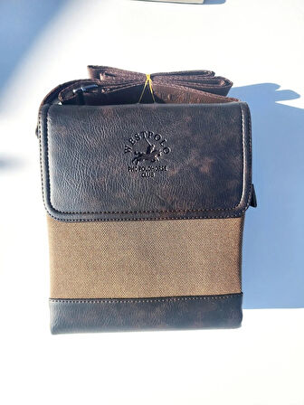 WEST POLO ERKEK A KALİTE 1 . SINIF İŞÇİLİK KANVAS-SUNİ DERİ ( 5 GÖZLÜ ) CROSSBODY ( ÇAPRAZ ) ÇANTA