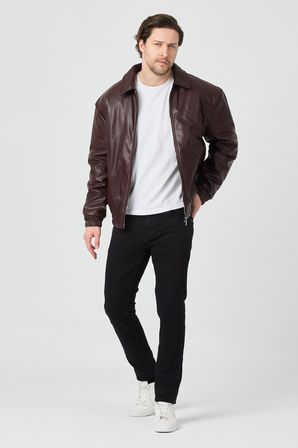 Erkek Limited Edition Deri Mont Ceket Bordo