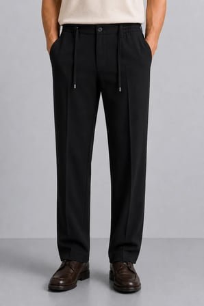Erkek Comfort Fit Siyah Jogger Pantolon | Esnek Kumaş Günlük Rahat Kesim – 169DNGR