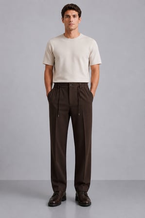 Erkek Comfort Fit Kahverengi Jogger Pantolon | Esnek Kumaş Günlük Rahat Kesim – 169DNGR