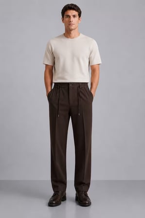 Erkek Comfort Fit Kahverengi Jogger Pantolon | Esnek Kumaş Günlük Rahat Kesim – 169DNGR