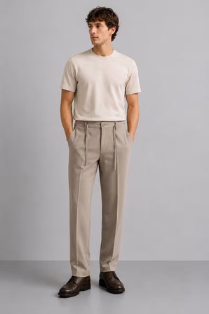 Erkek Comfort Fit Bej Jogger Pantolon | Esnek Kumaş Günlük Rahat Kesim – 169DNGR