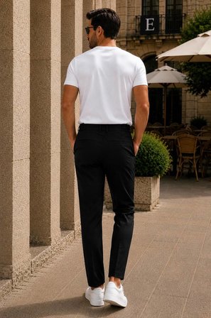 Erkek Premium Poliamid Kumaş Comfort Fit Jogger Siyah Pantolon - 252DNGR