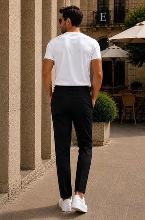 Erkek Premium Poliamid Kumaş Comfort Fit Jogger Siyah Pantolon - 252DNGR